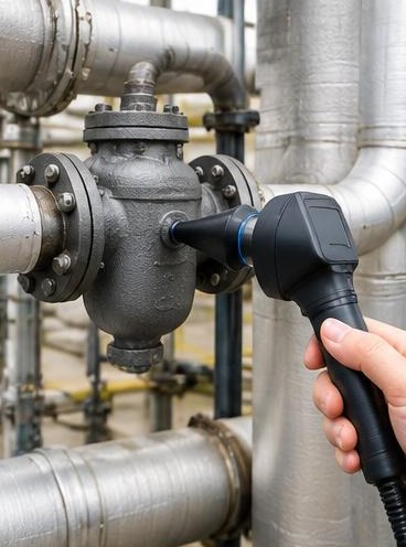 Acoustic probe inspecting a steam trap