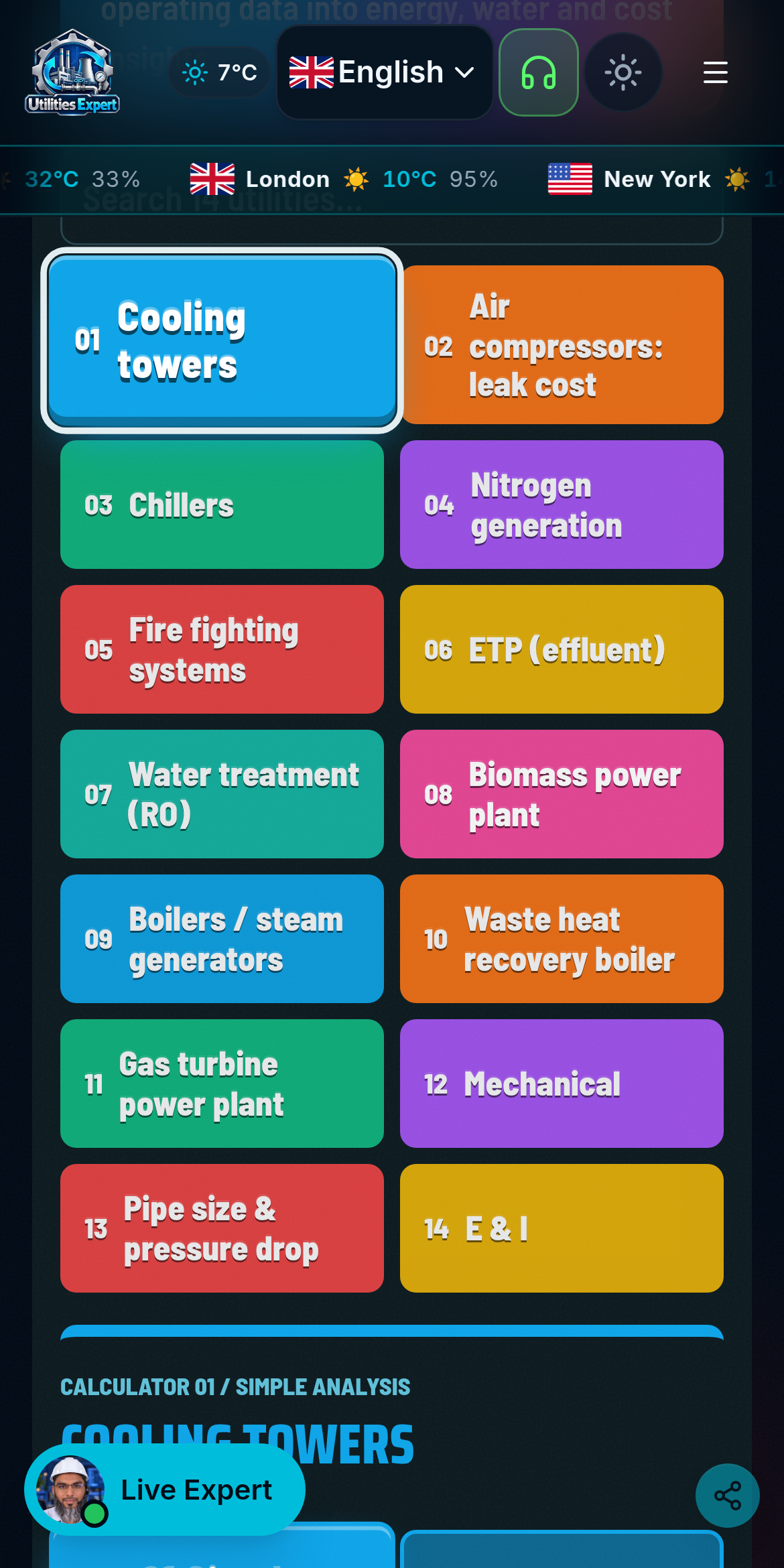 The colorful utility calculator workspace.